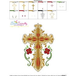 Floral Cross-9 Machine Embroidery Design Pattern-3