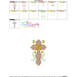 Floral Cross-8 Machine Embroidery Design Pattern-3