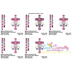 Floral Cross-6 Machine Embroidery Design Pattern-2