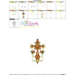 Floral Cross-7 Machine Embroidery Design Pattern-3