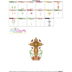 Floral Cross-4 Machine Embroidery Design Pattern-3