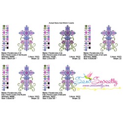 Floral Cross-2 Machine Embroidery Design Pattern-2