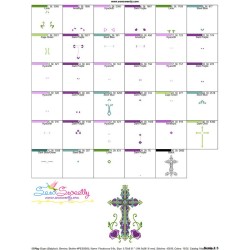 Floral Cross-3 Machine Embroidery Design Pattern-3