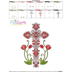 Floral Cross-1 Machine Embroidery Design Pattern-3