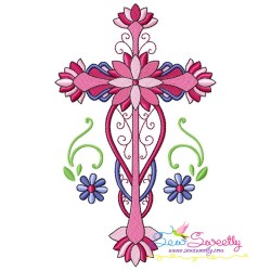 Floral Crosses Machine Embroidery Design Bundle-2