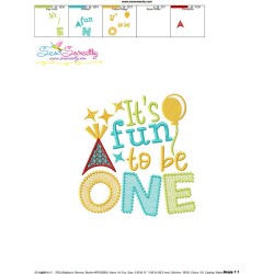 It's Fun To Be One 1st Birthday Embroidery Design Pattern-3