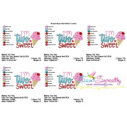 I'm Two Sweet 2nd Birthday Embroidery Design Pattern-2