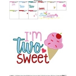 I'm Two Sweet 2nd Birthday Embroidery Design Pattern-3