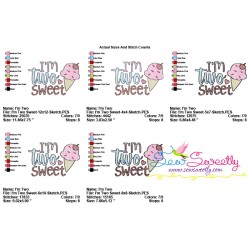 I'm Two Sweet Sketch 2nd Birthday Embroidery Design Pattern-2