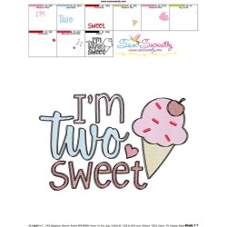 I'm Two Sweet Sketch 2nd Birthday Embroidery Design Pattern-3