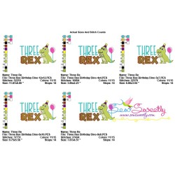 Three Rex Dino 3rd Birthday Embroidery Design Pattern-2