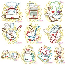 Swirly Kitchen Machine Embroidery Design Bundle-1