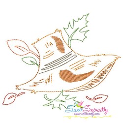 Fall Hat Bean/Vintage Stitch Machine Embroidery Design Pattern-1