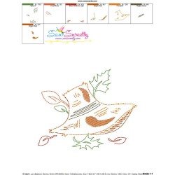 Fall Hat Bean/Vintage Stitch Machine Embroidery Design Pattern-3