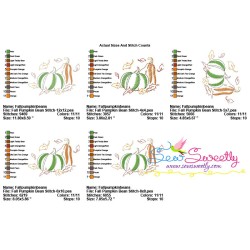 Fall Pumpkins Bean Stitch Embroidery Design Pattern-2
