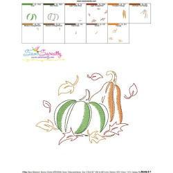Fall Pumpkins Bean Stitch Embroidery Design Pattern-3