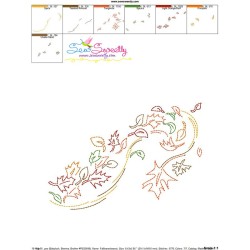 Fall Leaves Bean/Vintage Stitch Machine Embroidery Design Pattern-3