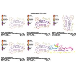 Falling Leaves Vintage Stitch Lettering Embroidery Design Pattern-2