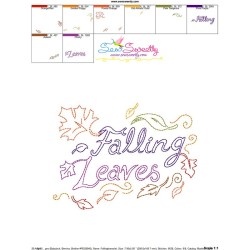 Falling Leaves Vintage Stitch Lettering Embroidery Design Pattern-3