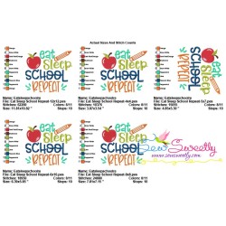 Eat Sleep School Repeat Machine Embroidery Design Pattern-2
