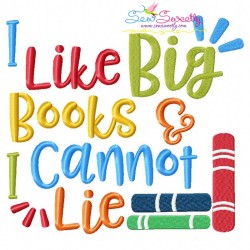 I Like Big Books Machine Embroidery Design Pattern-1