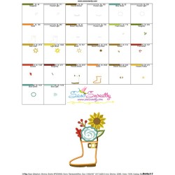 Rain Boot With Fall Flowers Applique Design Pattern-3