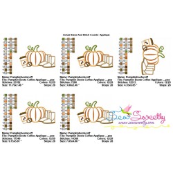 Pumpkin Boots Coffee Applique Design Pattern-2