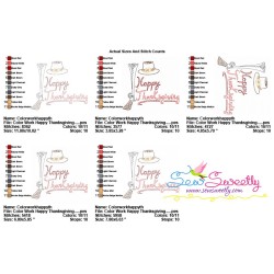 Color Work Happy Thanksgiving Bean/Vintage Stitch Machine Embroidery Design Pattern-2