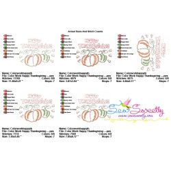Happy Thanksgiving Pumpkins Vintage Stitch Embroidery Design Pattern-3