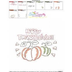 Happy Thanksgiving Pumpkins Vintage Stitch Embroidery Design Pattern-4