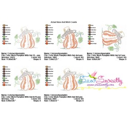 Color Work Pumpkin With Hat Embroidery Design Pattern-2