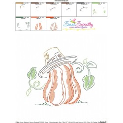 Color Work Pumpkin With Hat Embroidery Design Pattern-3