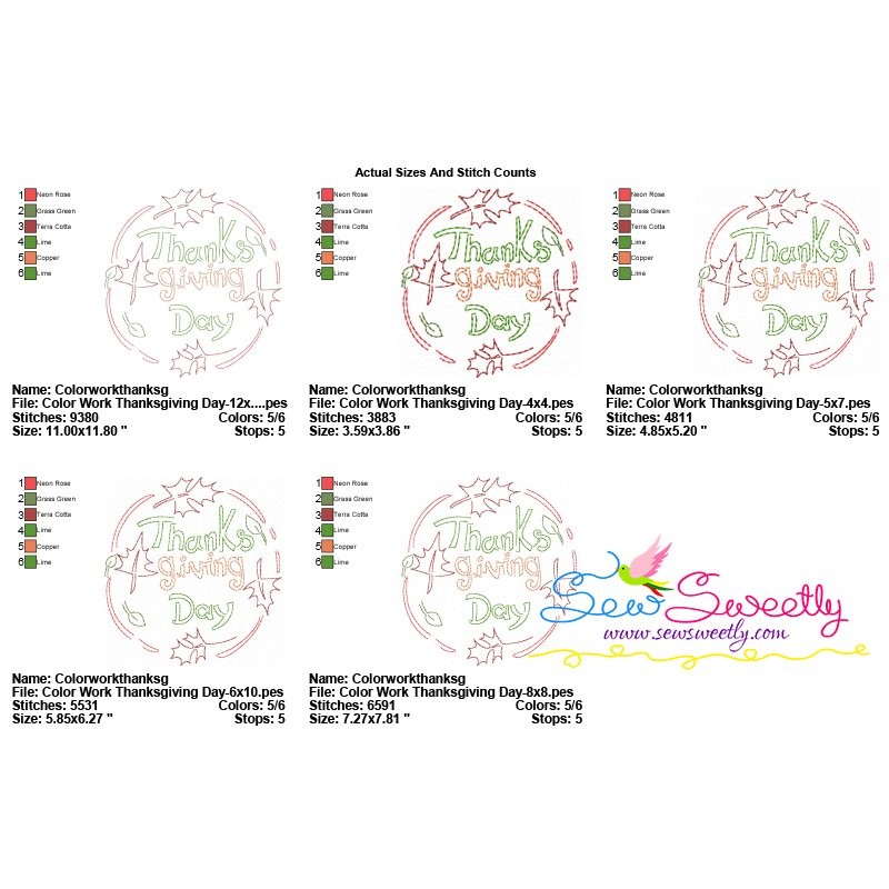 Color Work Thanksgiving Day Bean/Vintage Stitch Machine Embroidery Design Pattern-2