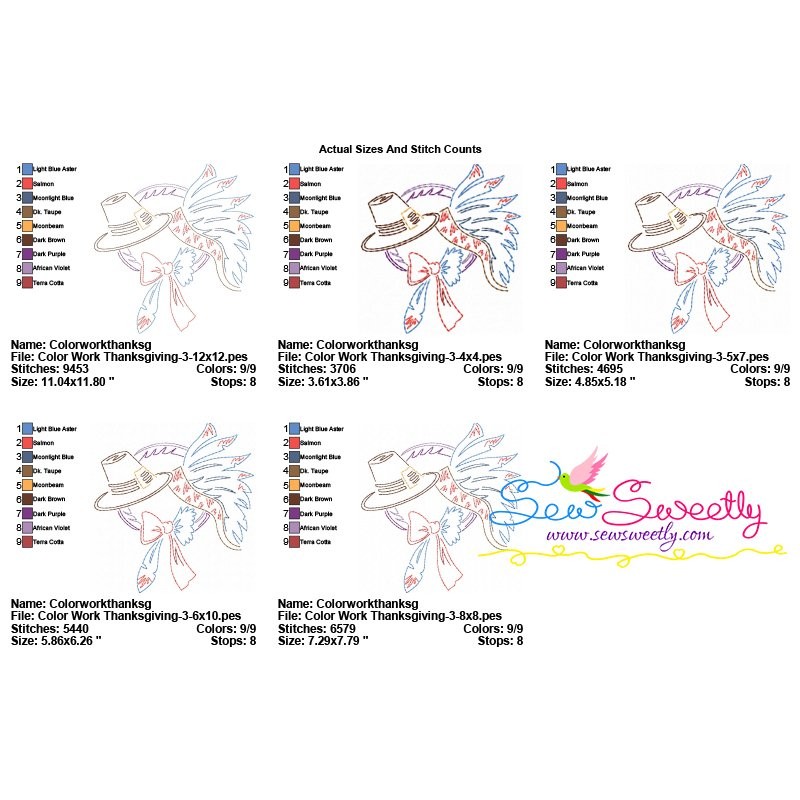 Color Work Thanksgiving-3 Bean/Vintage Stitch Machine Embroidery Design Pattern-2