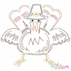 Color Work Thanksgiving Turkey Vintage Stitch Embroidery Design Pattern-1