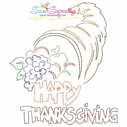 Color Work Happy Thanksgiving-3 Bean/Vintage Stitch Machine Embroidery Design Pattern-1