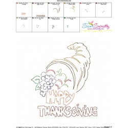 Color Work Happy Thanksgiving-3 Bean/Vintage Stitch Machine Embroidery Design Pattern-3