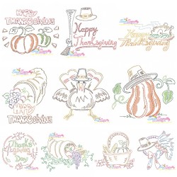 Color Work Thanksgiving Bean/Vintage Stitch Machine Embroidery Design Bundle-1