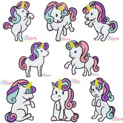 Baby Unicorns Machine Embroidery Design Bundle-1