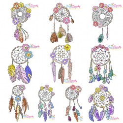 Floral Dream Catchers Machine Embroidery Design Bundle-1