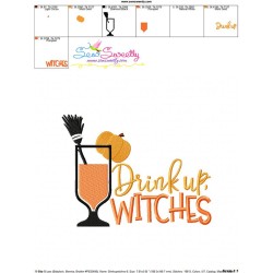 Drink Up Witches Lettering Machine Embroidery Design Pattern-3