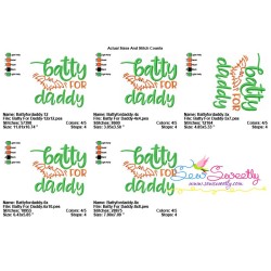 Batty For Daddy Halloween Lettering Embroidery Design Pattern-2
