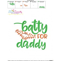 Batty For Daddy Halloween Lettering Embroidery Design Pattern-3