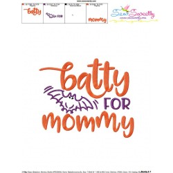 Batty For Mommy Halloween Lettering Embroidery Design Pattern-3