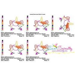 Outline Halloween Unicorn Face Machine Embroidery Design Pattern-2