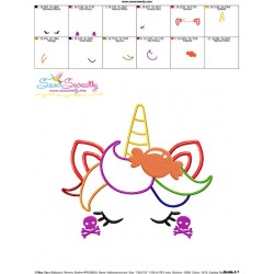 Outline Halloween Unicorn Face Machine Embroidery Design Pattern-3