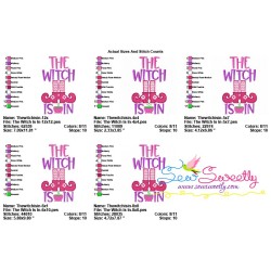 The Witch Is In Halloween Lettering Embroidery Design Pattern-2