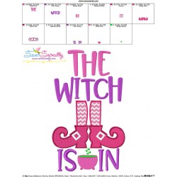 The Witch Is In Halloween Lettering Embroidery Design Pattern-3