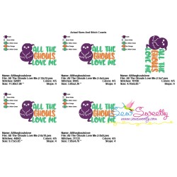 All The Ghouls Love Me-2 Halloween Lettering Embroidery Design Pattern-2