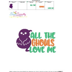 All The Ghouls Love Me-2 Halloween Lettering Embroidery Design Pattern-3